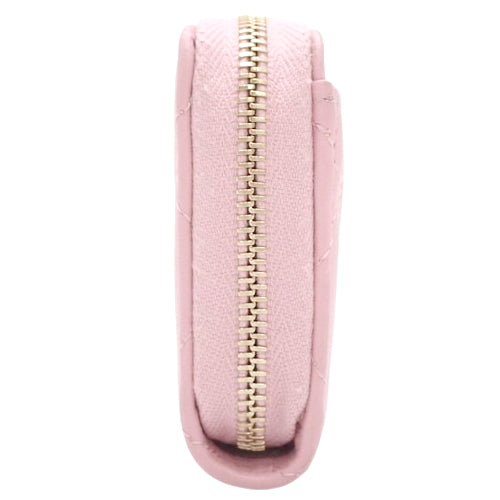 Matelasse Coco Mark Zip Coin Purse Round Zipper Mini Wallet Lambskin AP0216