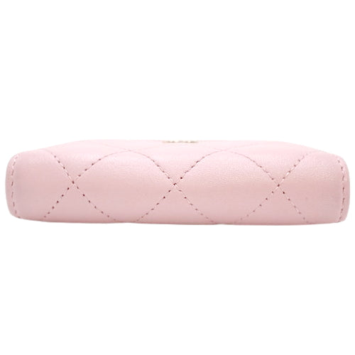 Matelasse Coco Mark Zip Coin Purse Round Zipper Mini Wallet Lambskin AP0216
