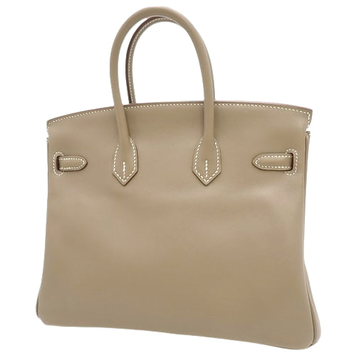 Birkin 25, Voile Swift leather, palladium hardware, Etoupe/Etoupe (color), silver hardware, T stamp.