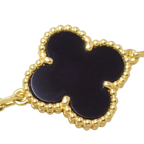 Vintage Alhambra Bracelet, 5-motif, onyx, yellow gold (K18YG), accessory, jewelry, flower, clover motif.