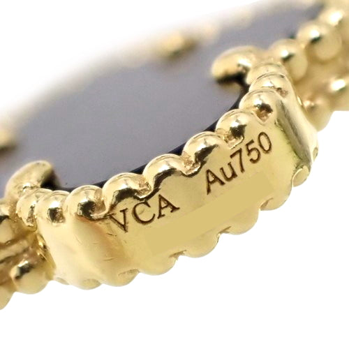 Vintage Alhambra Bracelet, 5-motif, onyx, yellow gold (K18YG), accessory, jewelry, flower, clover motif.