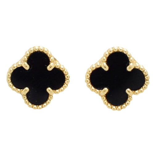 Sweet Alhambra Earrings, Onyx, Yellow Gold (K18YG), Jewelry, Four-Leaf Clover