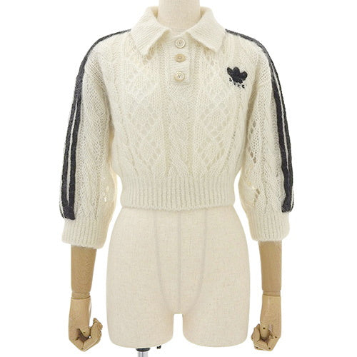 Gucci x Adidas Knit Apparel Fashion Clothing Short Sweater Size S Nylon Wool Mohair 717297