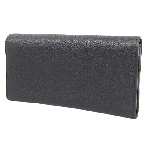 Interlocking G Long Wallet, Leather, Black, 598206, Soho, Bifold, Double G