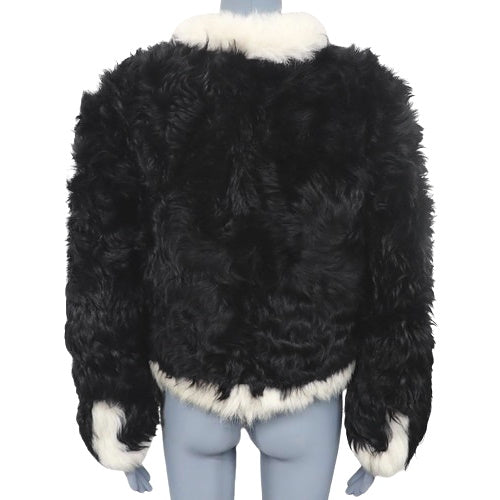 Coco Button Fur Jacket P71 Fashion Apparel Clothing Coat Size 34 Lambskin Silk
