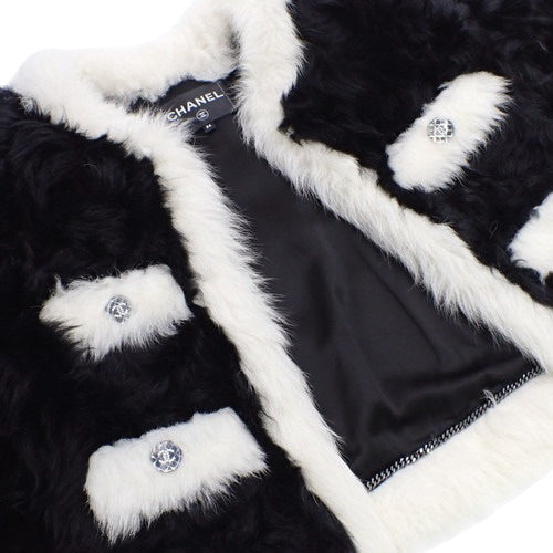 Coco Button Fur Jacket P71 Fashion Apparel Clothing Coat Size 34 Lambskin Silk