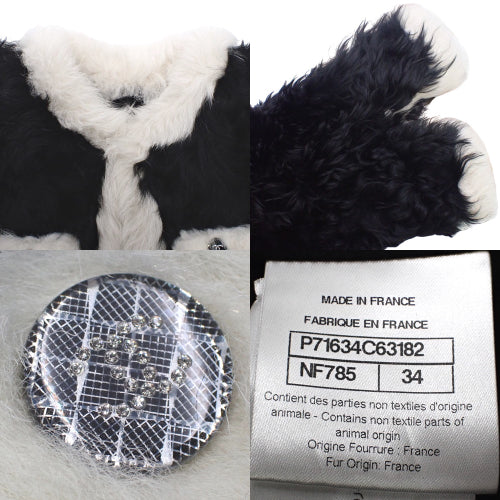 Coco Button Fur Jacket P71 Fashion Apparel Clothing Coat Size 34 Lambskin Silk