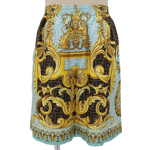 ヴェルサーチコラボ フェンダーチェ バロック ハーフパンツ アパレル ファッション ズッカ柄 VERSACE 46 シルク
