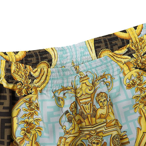 ヴェルサーチコラボ フェンダーチェ バロック ハーフパンツ アパレル ファッション ズッカ柄 VERSACE 46 シルク