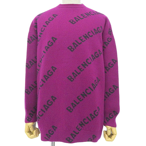 Logo knit fashion apparel sweater, all-over print, long sleeves, size S, wool, nylon, polyurethane, 657520