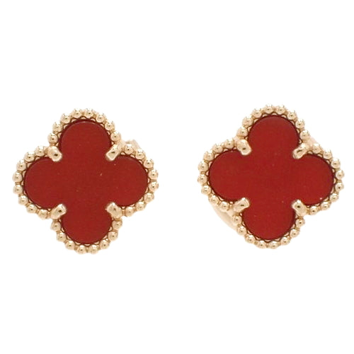 Sweet Alhambra Earrings, Carnelian, Yellow Gold (K18YG), Accessory, Jewelry