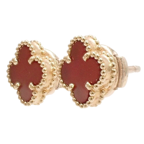 Sweet Alhambra Earrings, Carnelian, Yellow Gold (K18YG), Accessory, Jewelry