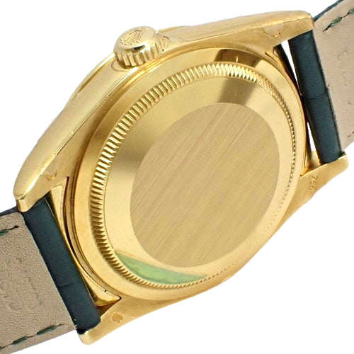 118138 日期显示型腕表,黄金/皮革表带,随机编号,自动上链,绿色表盘。