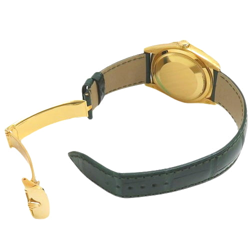 118138 日期显示型腕表,黄金/皮革表带,随机编号,自动上链,绿色表盘。