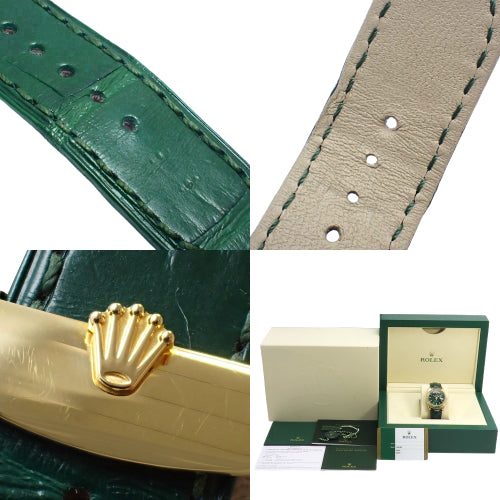 118138 日期显示型腕表,黄金/皮革表带,随机编号,自动上链,绿色表盘。