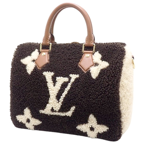 Monogram Teddy Speedy Bandouliere 25 Leather Shearling Dark Brown Cream M55422 2WAY Shoulder Bag, Mini Boston Bag