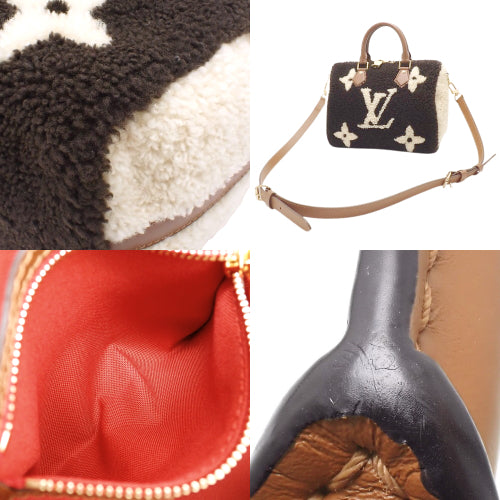 Monogram Teddy Speedy Bandouliere 25 Leather Shearling Dark Brown Cream M55422 2WAY Shoulder Bag, Mini Boston Bag
