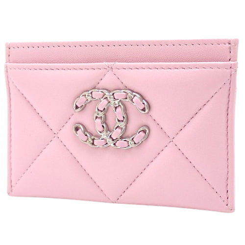 Chanel 19 Coco Mark Card Holder, Lambskin, Pink/Purple, AP1167, Pass Case, Business Card Holder