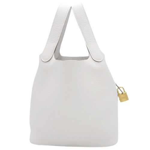 【新品】Picotin Lock PM Taurillon Clemence 灰珍珠色(灰珍珠) 金色五金件 W刻印