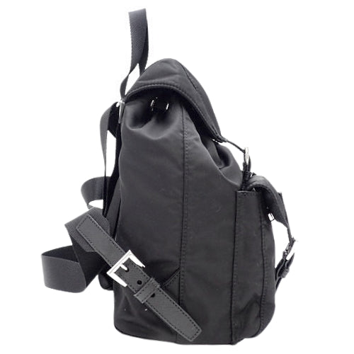 Small Re-Nylon Shoulder Backpack with Nylon and Saffiano Leather, NERO, 1BZ677 RV44 F0002 (Current as of December 2024)