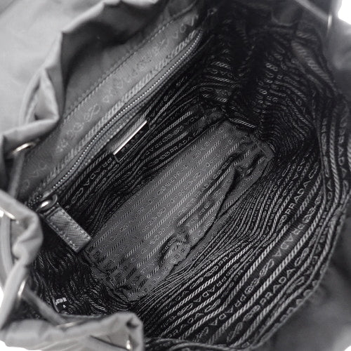 Small Re-Nylon Shoulder Backpack with Nylon and Saffiano Leather, NERO, 1BZ677 RV44 F0002 (Current as of December 2024)