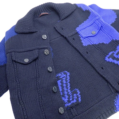 Intarsia Button Knit Cardigan, Medium, RM202M, Virgil Abloh