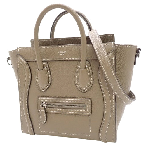 Luggage Nano Shopper, Drummed Calfskin, Suede, 189243DRU.09SO (currently in production as of December 2024), 2-way shoulder bag.