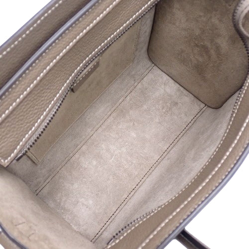 Luggage Nano Shopper, Drummed Calfskin, Suede, 189243DRU.09SO (currently in production as of December 2024), 2-way shoulder bag.
