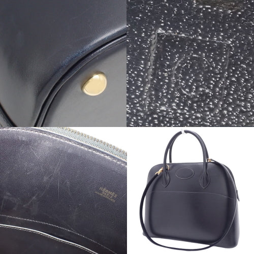 ボリード 35 ブルーインディゴ ボックスカーフ ゴールド金具 □C刻印 ハンド ショルダー 肩掛け 2WAY