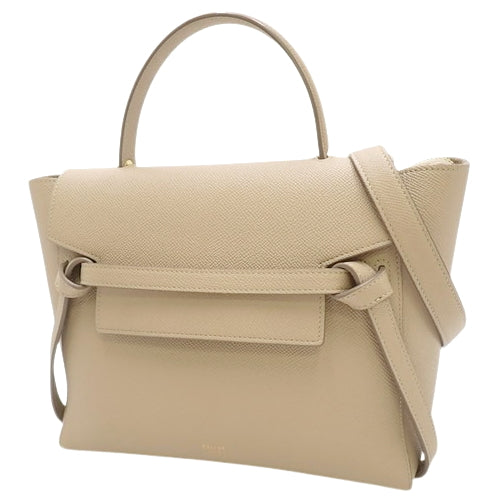 Micro Belt Bag, 2-Way Shoulder/Crossbody, One-Handle, Old Logo, Grained Calfskin, Light Taupe