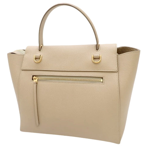 Micro Belt Bag, 2-Way Shoulder/Crossbody, One-Handle, Old Logo, Grained Calfskin, Light Taupe