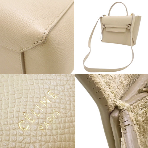 Micro Belt Bag, 2-Way Shoulder/Crossbody, One-Handle, Old Logo, Grained Calfskin, Light Taupe