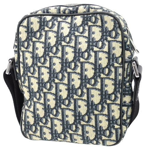 Dior Oblique Jacquard Messenger Bag, Canvas, Beige, Blue, Black; Shoulder Bag, Crossbody Bag, Trotter.