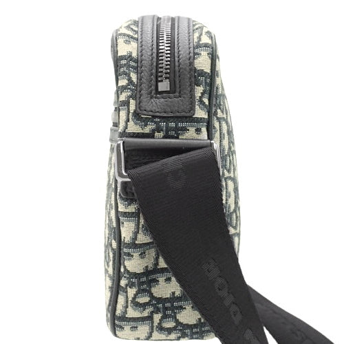 Dior Oblique Jacquard Messenger Bag, Canvas, Beige, Blue, Black; Shoulder Bag, Crossbody Bag, Trotter.