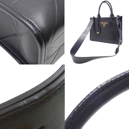 Symbol Topstitch Small Bag, Leather, Black, 1BA379, 2-Way Shoulder Bag