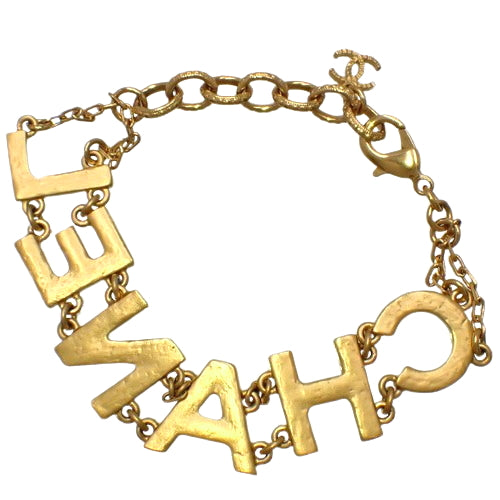 Logo Rhinestone Bracelet, Metal (GP), Rhinestone Accessory, Jewelry