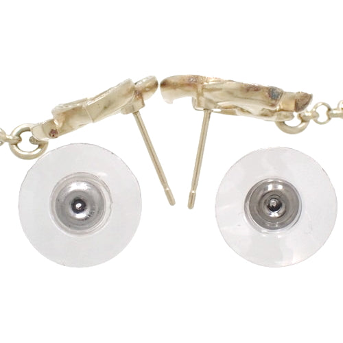 Coco Mark Pearl Flower Swing Earrings, Metal (GP), Rhinestone, Fake Pearl, Accessory, Jewelry, Hanging Flower