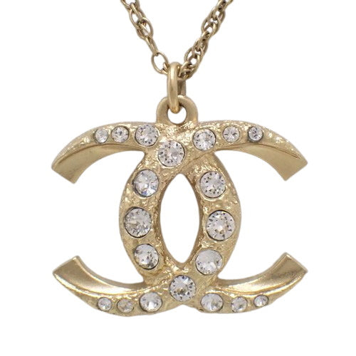 Coco Mark Rhinestone Pendant, Metal (GP), Accessory, Jewelry