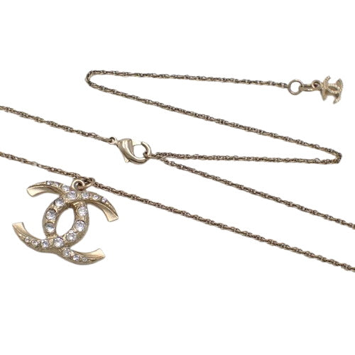 Coco Mark Rhinestone Pendant, Metal (GP), Accessory, Jewelry