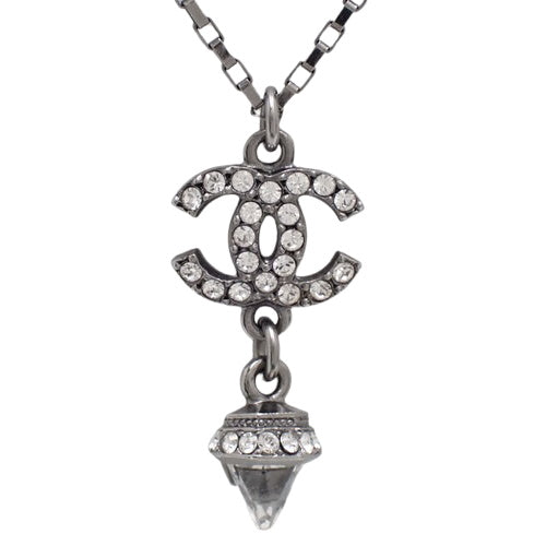 Coco Mark Rhinestone Pendant Metal Crystal Faux Pearl Accessory Jewelry