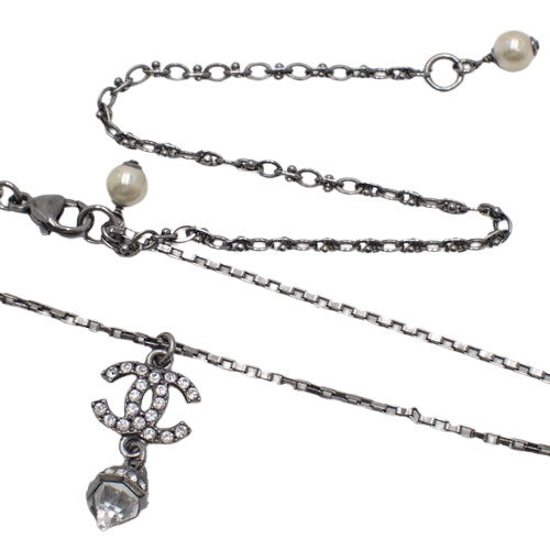 Coco Mark Rhinestone Pendant Metal Crystal Faux Pearl Accessory Jewelry
