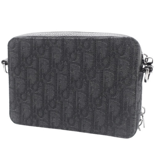 Dior Oblique Zip Pouch with Strap, Canvas & Leather Jacquard, Black, 2OBBC119YSE_H03E (currently available as of November 2024), 2-way mini pochette, shoulder bag, crossbody bag.