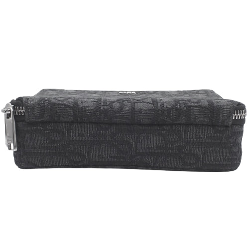 Dior Oblique Zip Pouch with Strap, Canvas & Leather Jacquard, Black, 2OBBC119YSE_H03E (currently available as of November 2024), 2-way mini pochette, shoulder bag, crossbody bag.