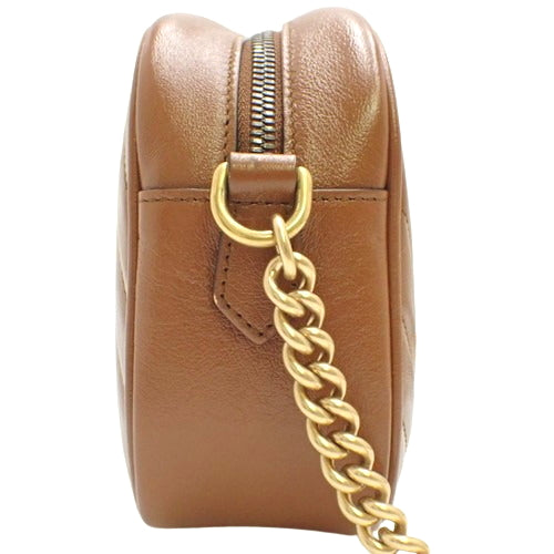 GG Marmont Quilted Small Shoulder Bag, Leather, Brown, 447632, Chain Shoulder, Shoulder Bag, Crossbody, Double G