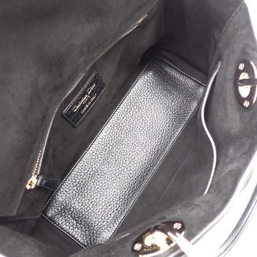 カナージュ レディディオール ミディアムバッグ レザー ブラック 2WAY ショルダー 肩掛け 斜め掛け LADY DIOR