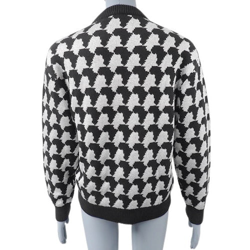 Lurex Jacquard Crew Neck Knit Sweater RM192, Size XS, Wool, Rayon, Polyester