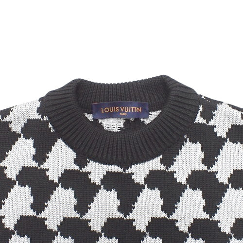 Lurex Jacquard Crew Neck Knit Sweater RM192, Size XS, Wool, Rayon, Polyester