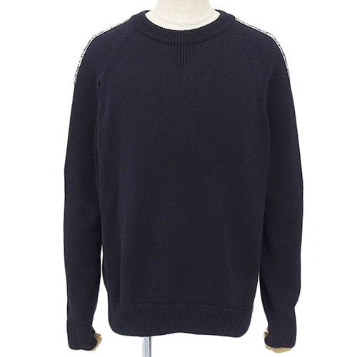 Trotter crew neck knit sweater with oblique stitching, long sleeves, size L, cotton, 113M638AT187