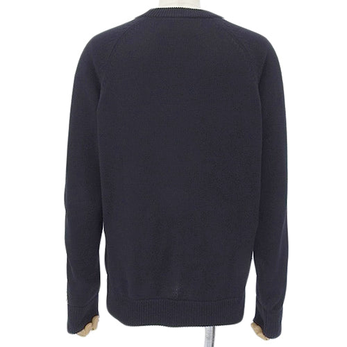 Trotter crew neck knit sweater with oblique stitching, long sleeves, size L, cotton, 113M638AT187
