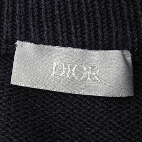 Trotter crew neck knit sweater with oblique stitching, long sleeves, size L, cotton, 113M638AT187